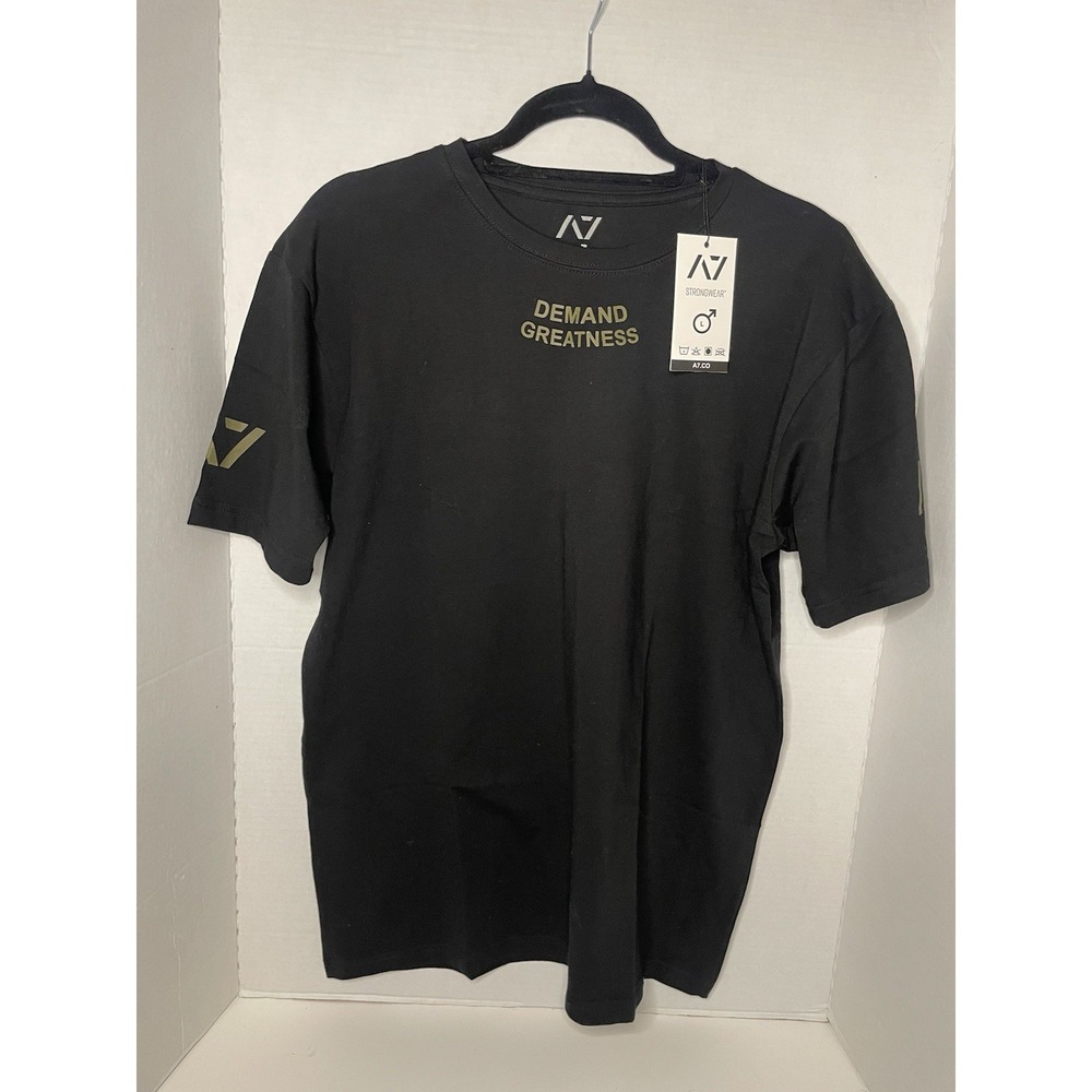 A7 Strongwear Athletic Shirt Black "Demand Greatness" Powerlifting Men's Large